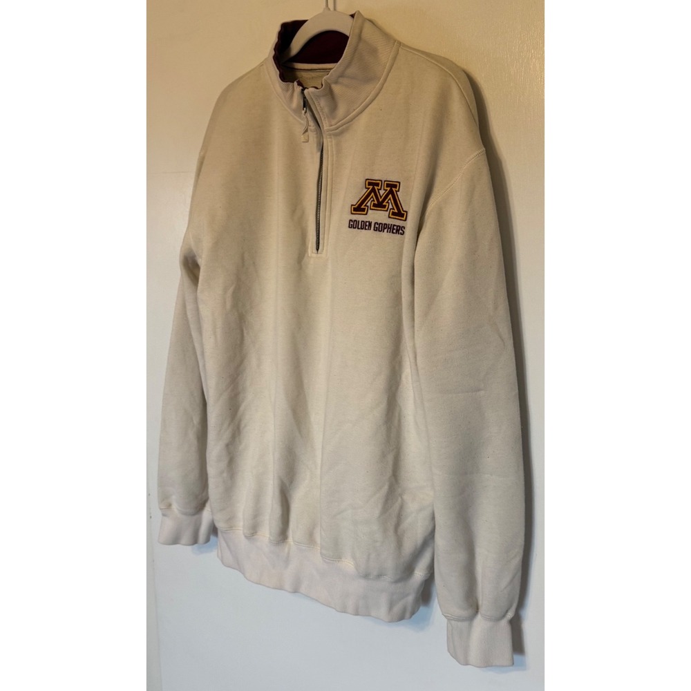 Colosseum Minnesota Golden Gophers Quarter Zip Sweatshirt Cream Mens XL - Picture 2 of 9